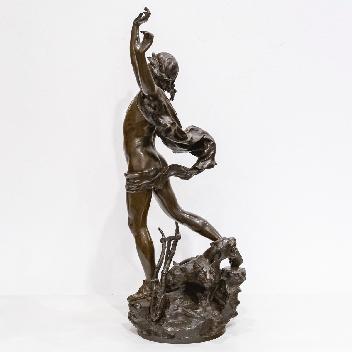 La Douleur D’Orphée, Sculpture En Bronze Par Raoul VERLET, Circa 1890-photo-3