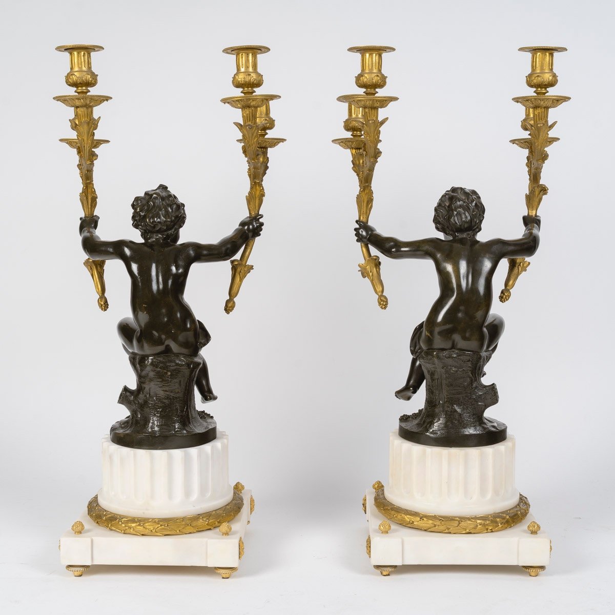 Grande Garniture De Cheminée Napoléon III, En Bronze Doré Et Patiné, Paris, Circa 1855-photo-6