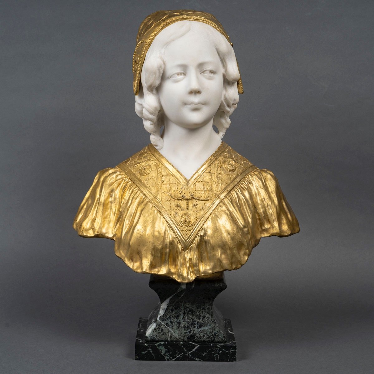 Bust Of A Young Girl By Affortunato Gory, Circa 1920-photo-2