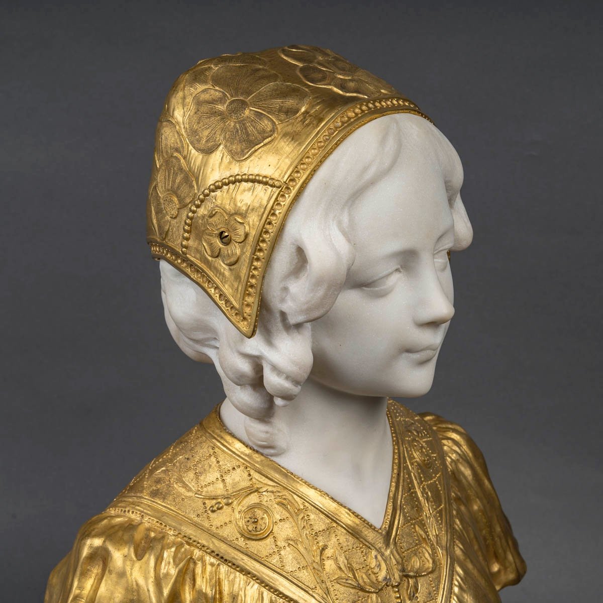 Bust Of A Young Girl By Affortunato Gory, Circa 1920-photo-1