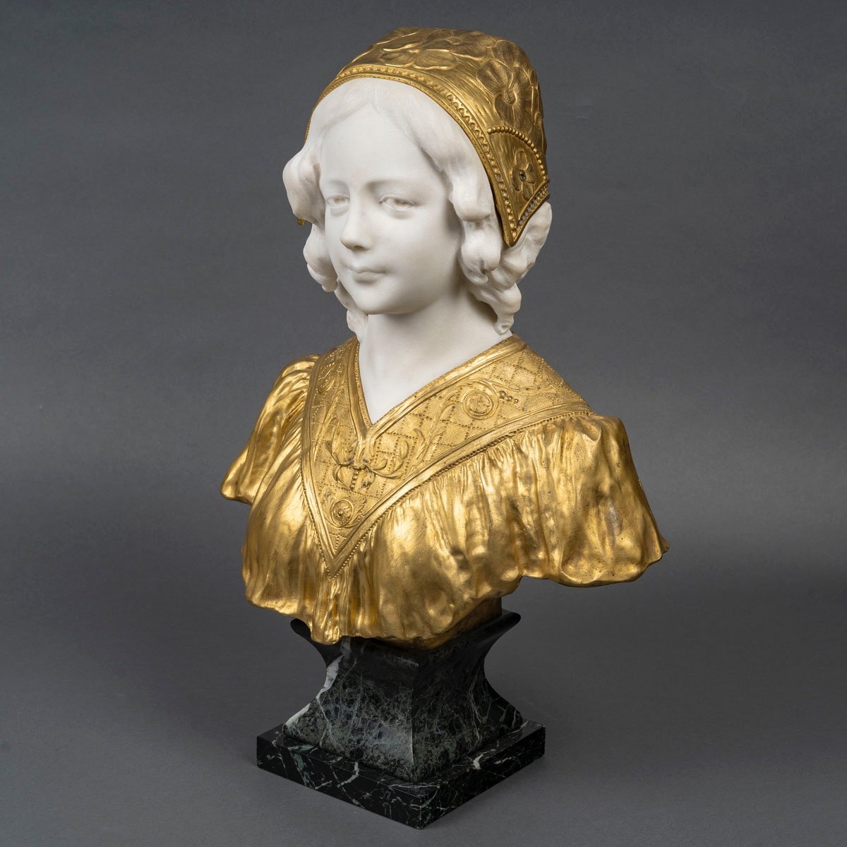 Bust Of A Young Girl By Affortunato Gory, Circa 1920-photo-7