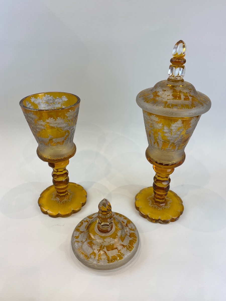Pair Of Bohemian Crystal Candy Vases-photo-3