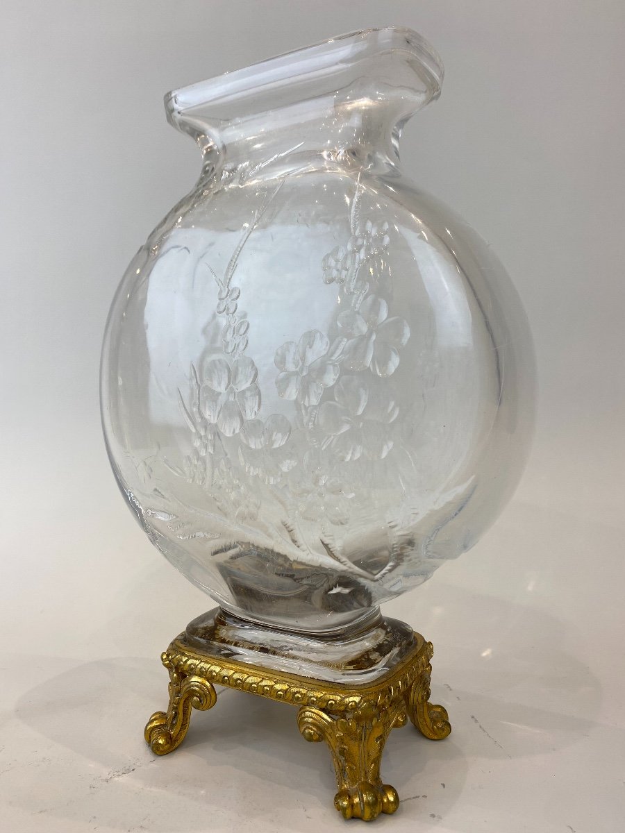 Paire De Vases  Japonisant En Cristal De Baccarat Et Monture En Bronze Doré, Circa 1890-photo-4