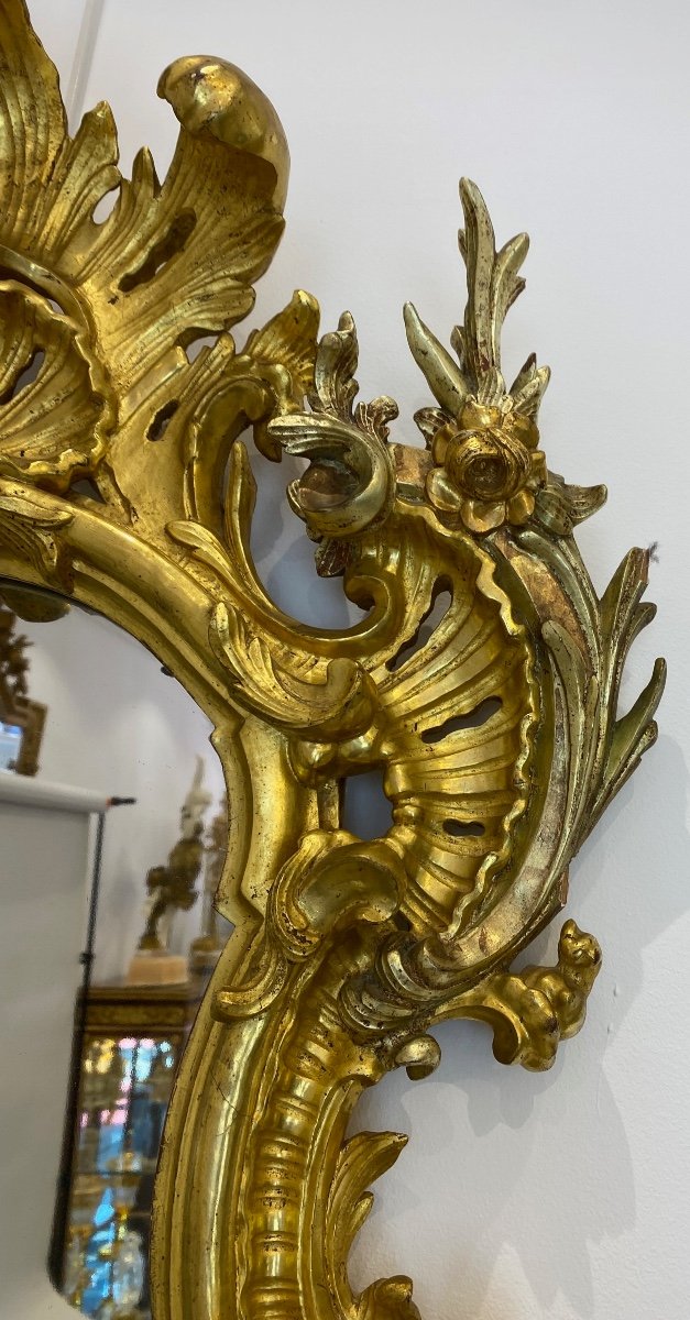 Pair De Miroirs Italiens En Bois Doré d'époque XVIIIe Siècle-photo-3