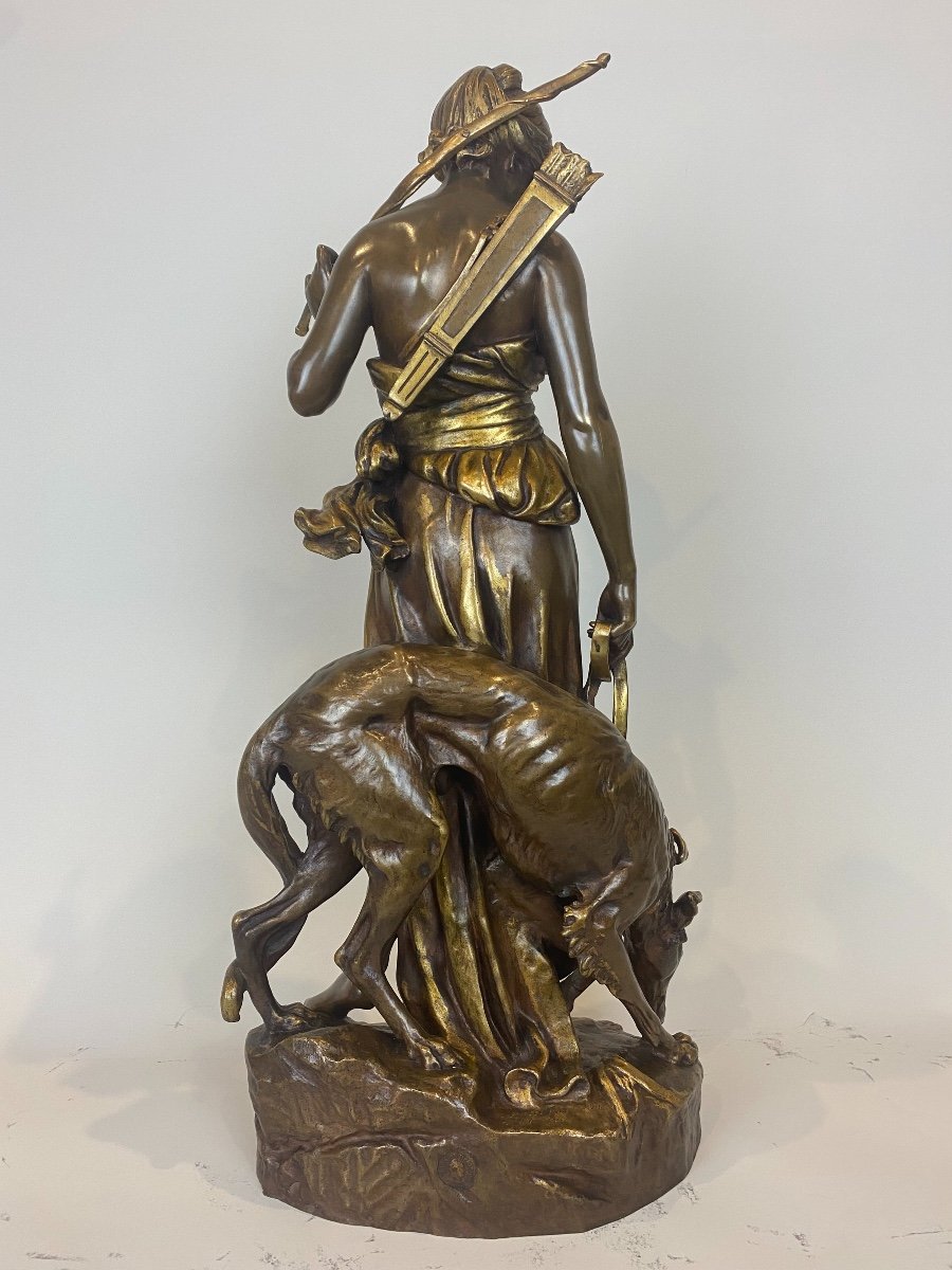 Sculpture Représentant La Déesse Diane Par Eugène-antoine Aizelin (1821 - 1902)-photo-2