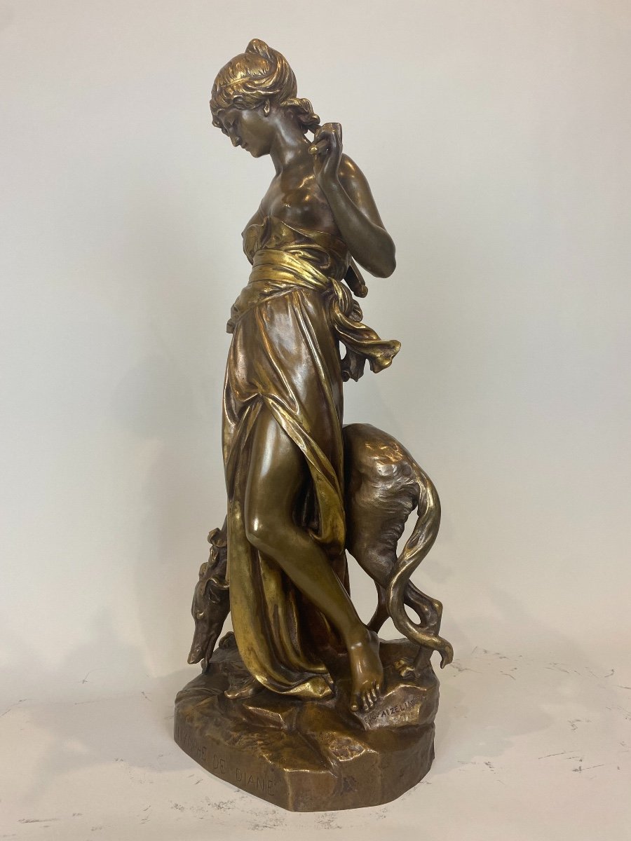 Sculpture Représentant La Déesse Diane Par Eugène-antoine Aizelin (1821 - 1902)-photo-4