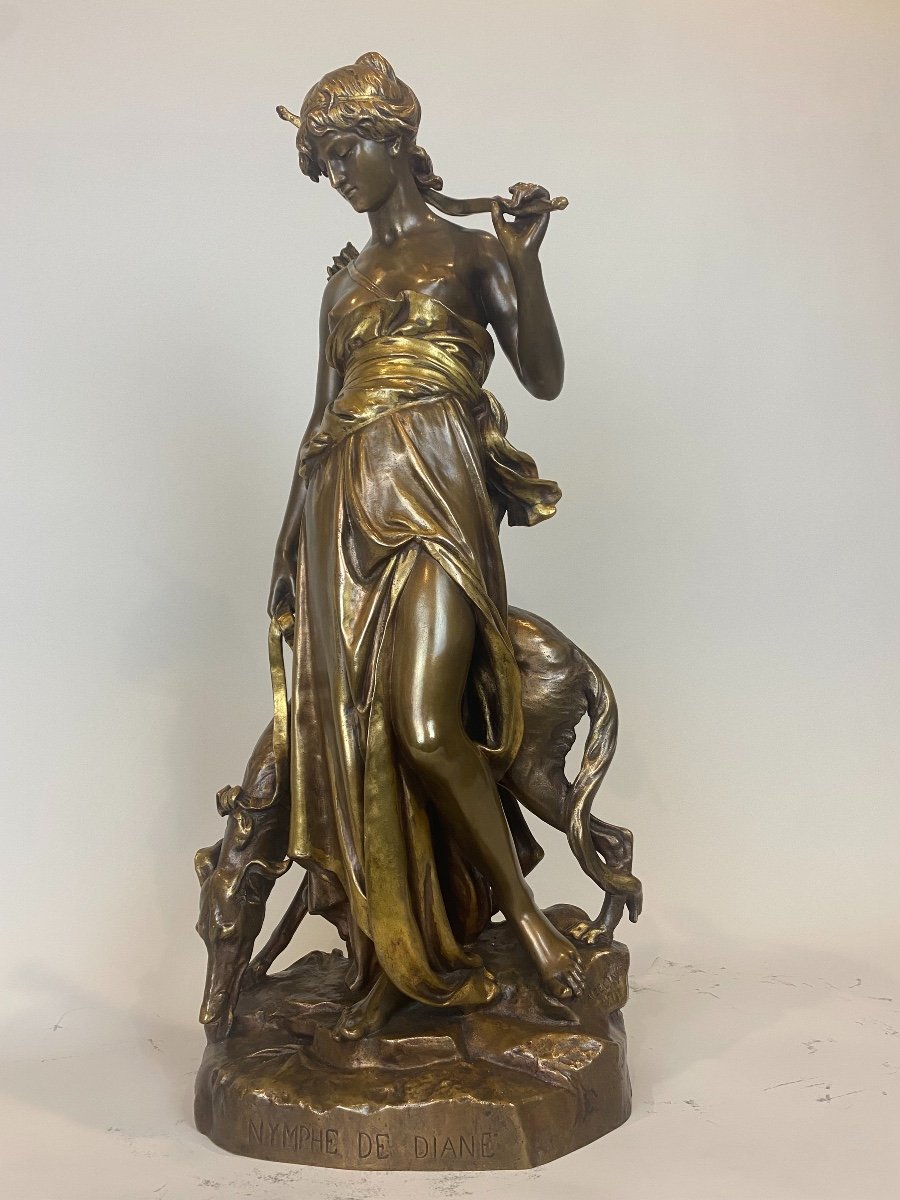 Sculpture Représentant La Déesse Diane Par Eugène-antoine Aizelin (1821 - 1902)-photo-5