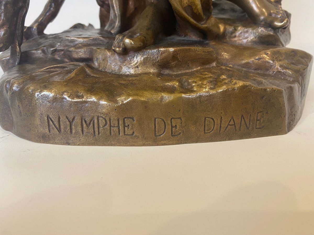 Sculpture Représentant La Déesse Diane Par Eugène-antoine Aizelin (1821 - 1902)-photo-6