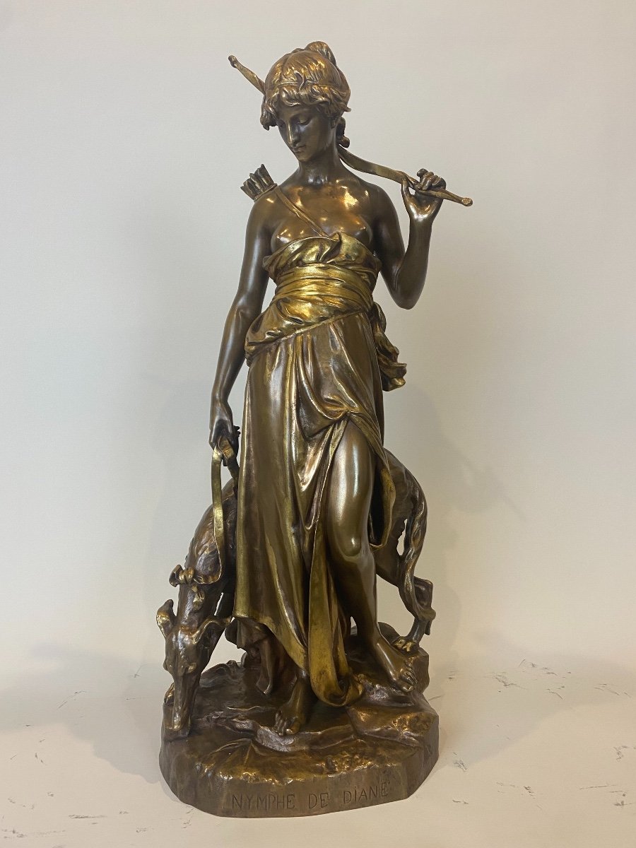 Sculpture Représentant La Déesse Diane Par Eugène-antoine Aizelin (1821 - 1902)