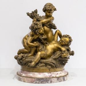 Réveil De l'été - Sculpture En Bronze Par Charles Raphaël Peyre - Circa  1900