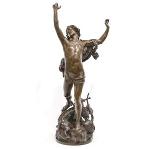 The Sorrow Of Orpheus, Bronze Sculpture By Raoul Verlet, Circa 1890