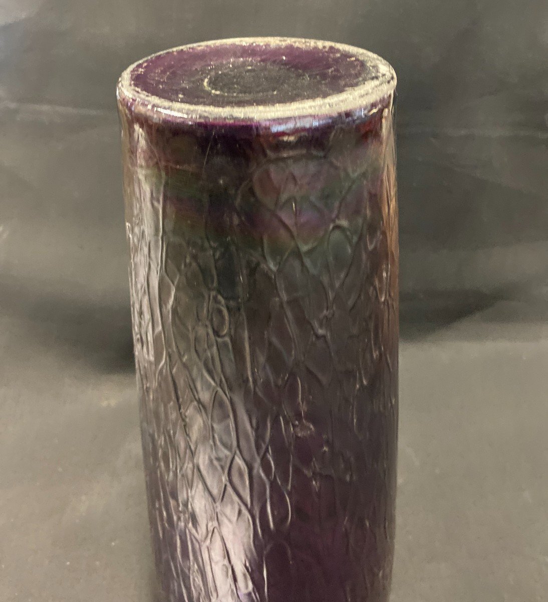 Loetz - Large Purple Vase Iridescent Of Green - 1950s/60s-photo-4