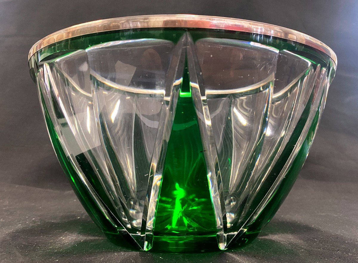 Baccarat/st Louis - Coupe En Cristal Taillé Bicolore Et Argent -photo-2