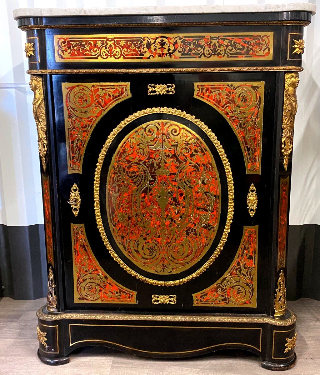 Boulle Tortoiseshell Furniture Blackened Wood, Napoleon III - 19th Century-photo-8