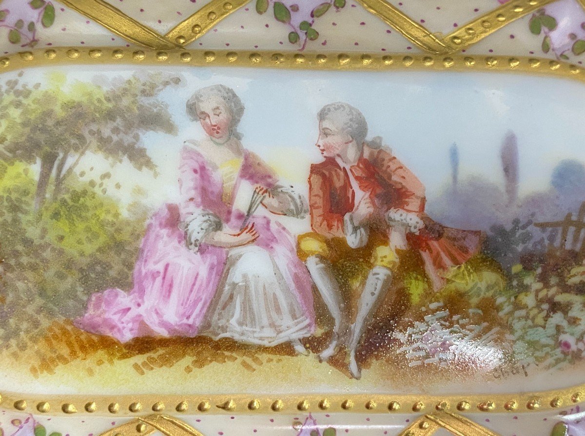 Saxony- Porcelain Box With Galante Scene Decor - XIX-photo-3