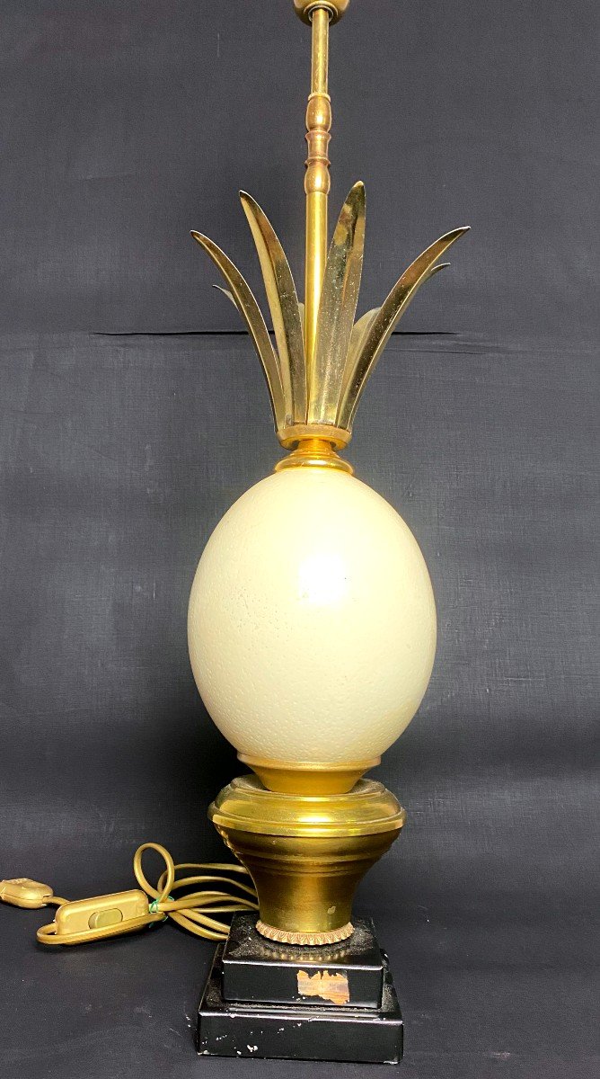 Lampe Oeuf d'Autruche Bronze Doré Dans Le Goût De La Maison Charles-photo-3