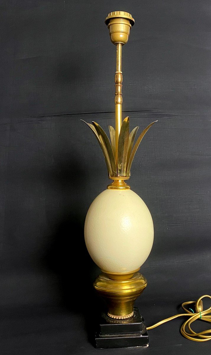 Ostrich Egg Gilt Bronze Lamp In The Style Of Maison Charles-photo-3