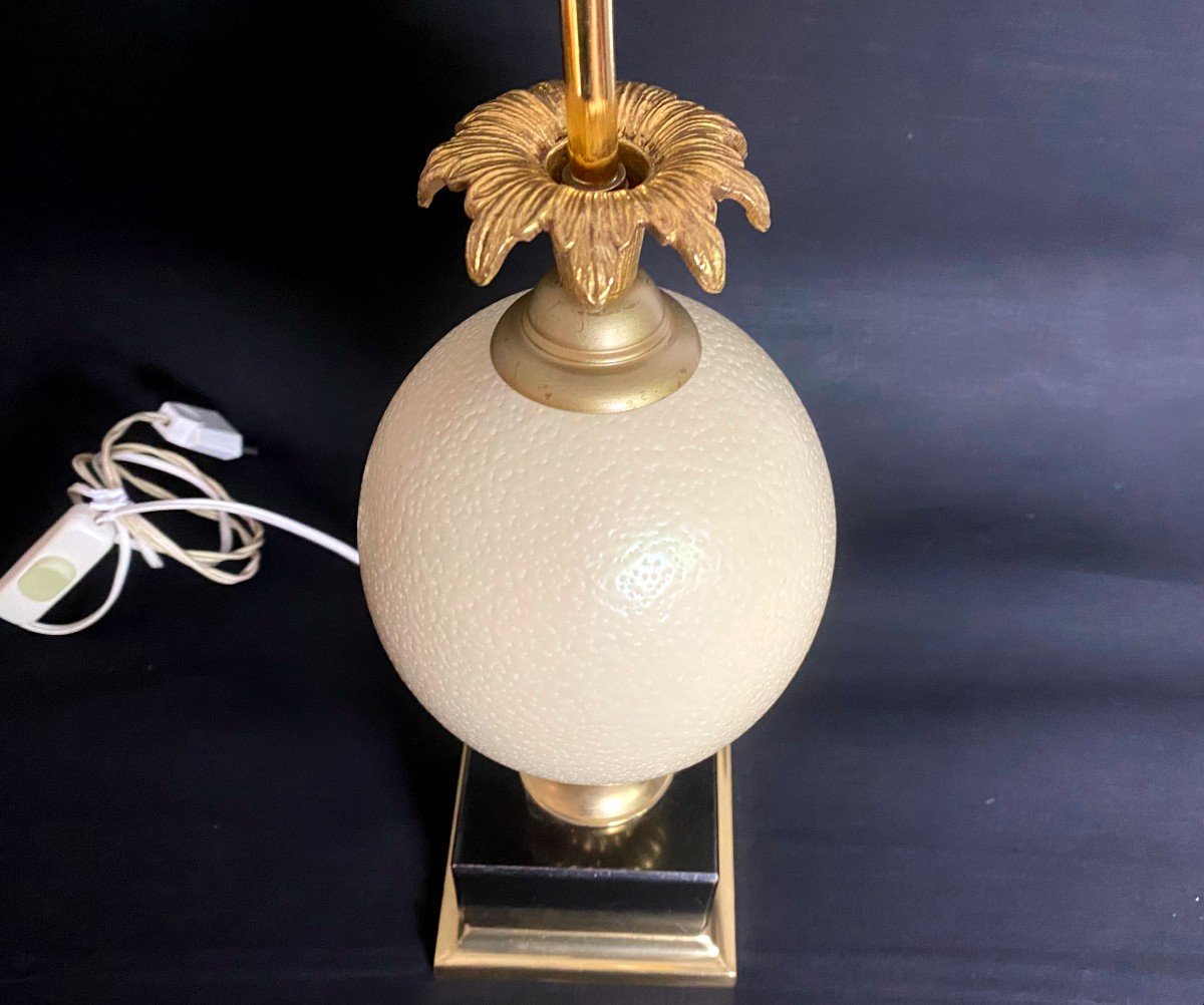 Ostrich Egg Lamp With 3 Lights In The Taste Of Maison Charles- XX Th-photo-4