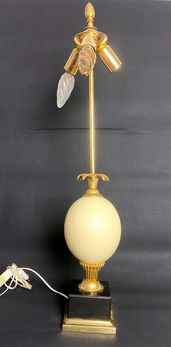 Ostrich Egg Lamp With 3 Lights In The Taste Of Maison Charles- XX Th-photo-5