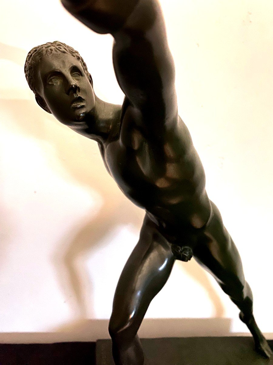 Bronze d'Après l'Antique, Le Gladiateur Borghese 20 Ième -photo-2