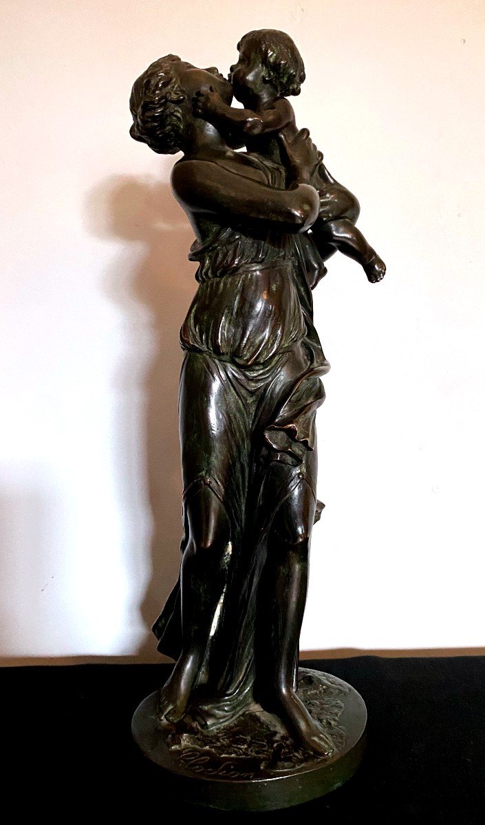 Bronze Sculpture Woman With Child By Clodion 19th-photo-3