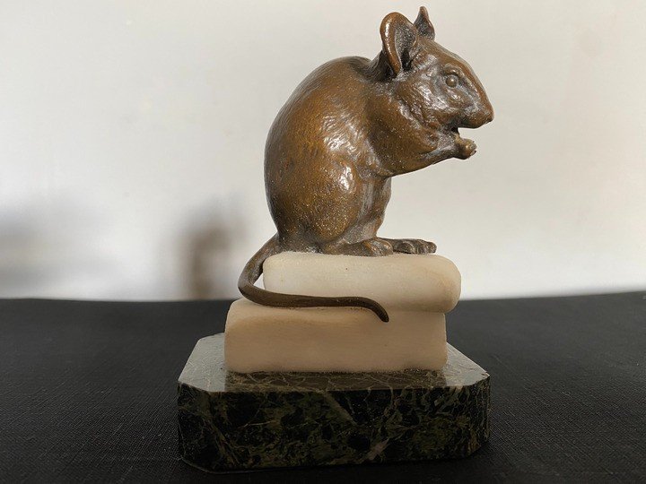 Charles Valton (1851-1918) Petite Souris En Bronze 