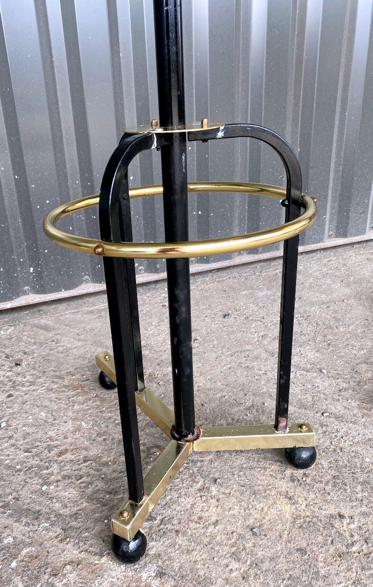 Pair Of Designer Coat Racks In Black And Gold Lacquered Metal - 1970s-photo-4