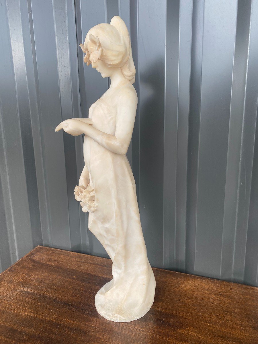 Art Deco 1900 Marble Statue Signed-photo-4