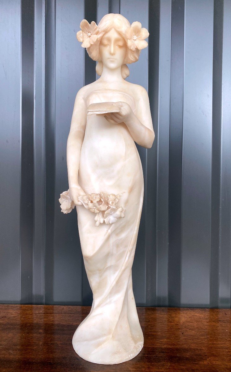 Art Deco 1900 Marble Statue Signed