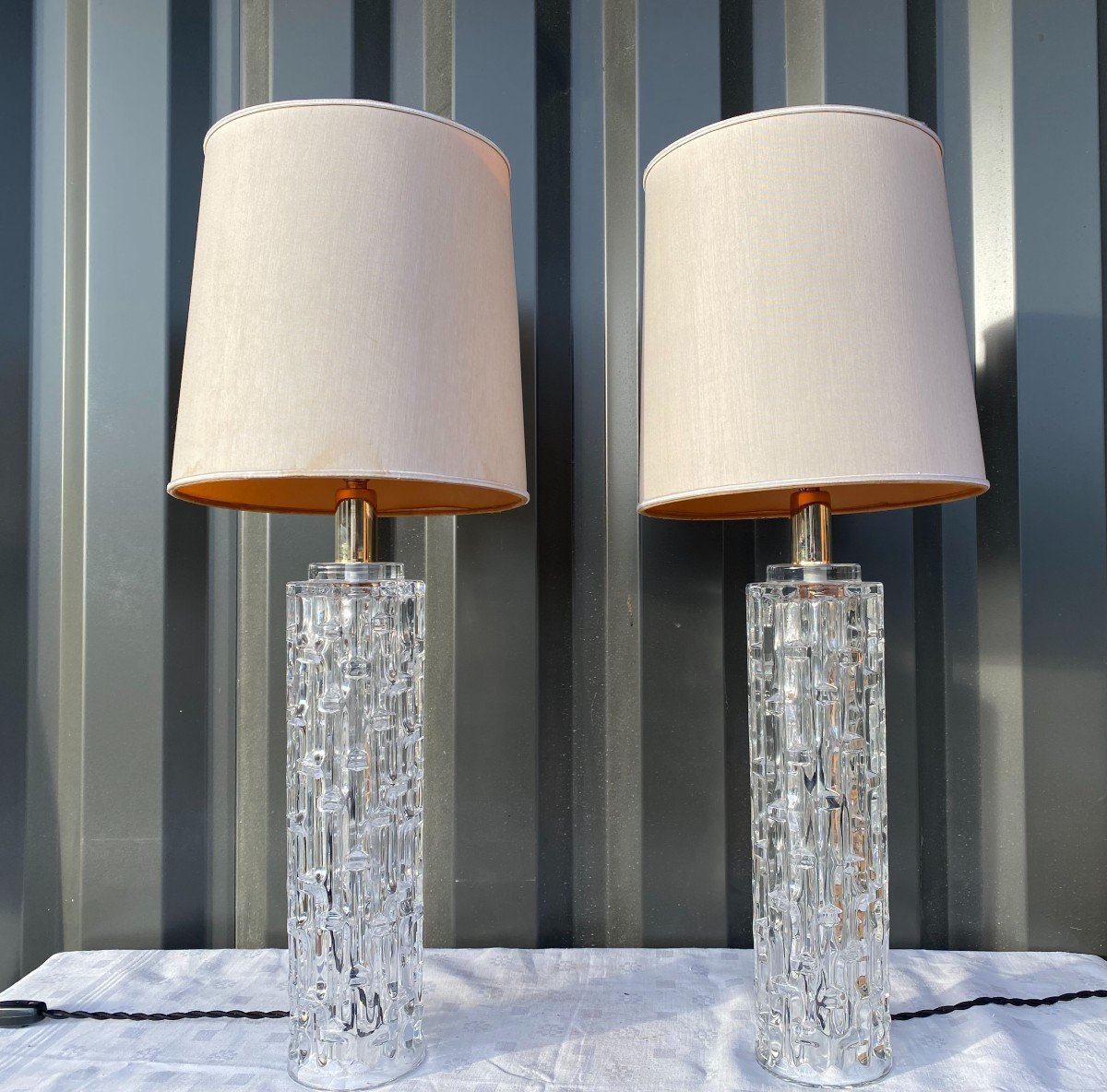 Pair Of Murano Crystal Lamps-photo-1