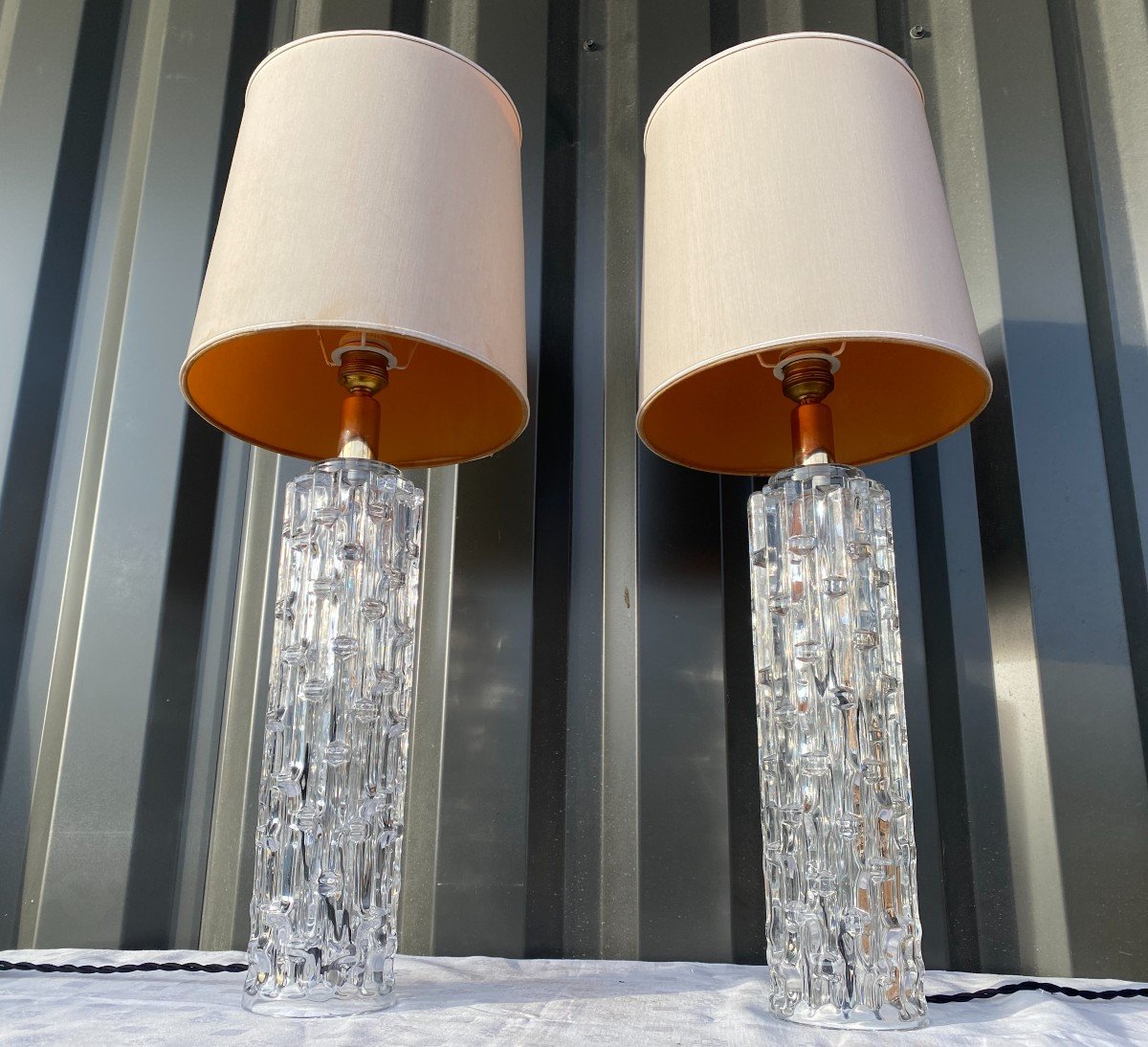 Pair Of Murano Crystal Lamps-photo-2