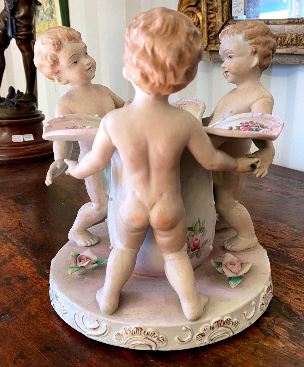 Biscuit - Round Vase Of 3 Cherubs 1900-photo-6