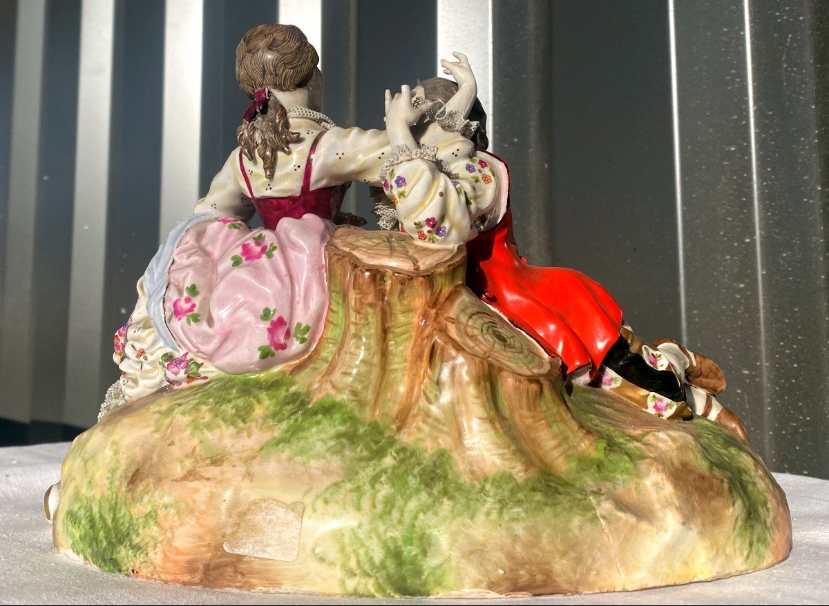 Saxe Ou Meissen Grand Groupe En Porcelaine Romantique - 19 Ième-photo-3