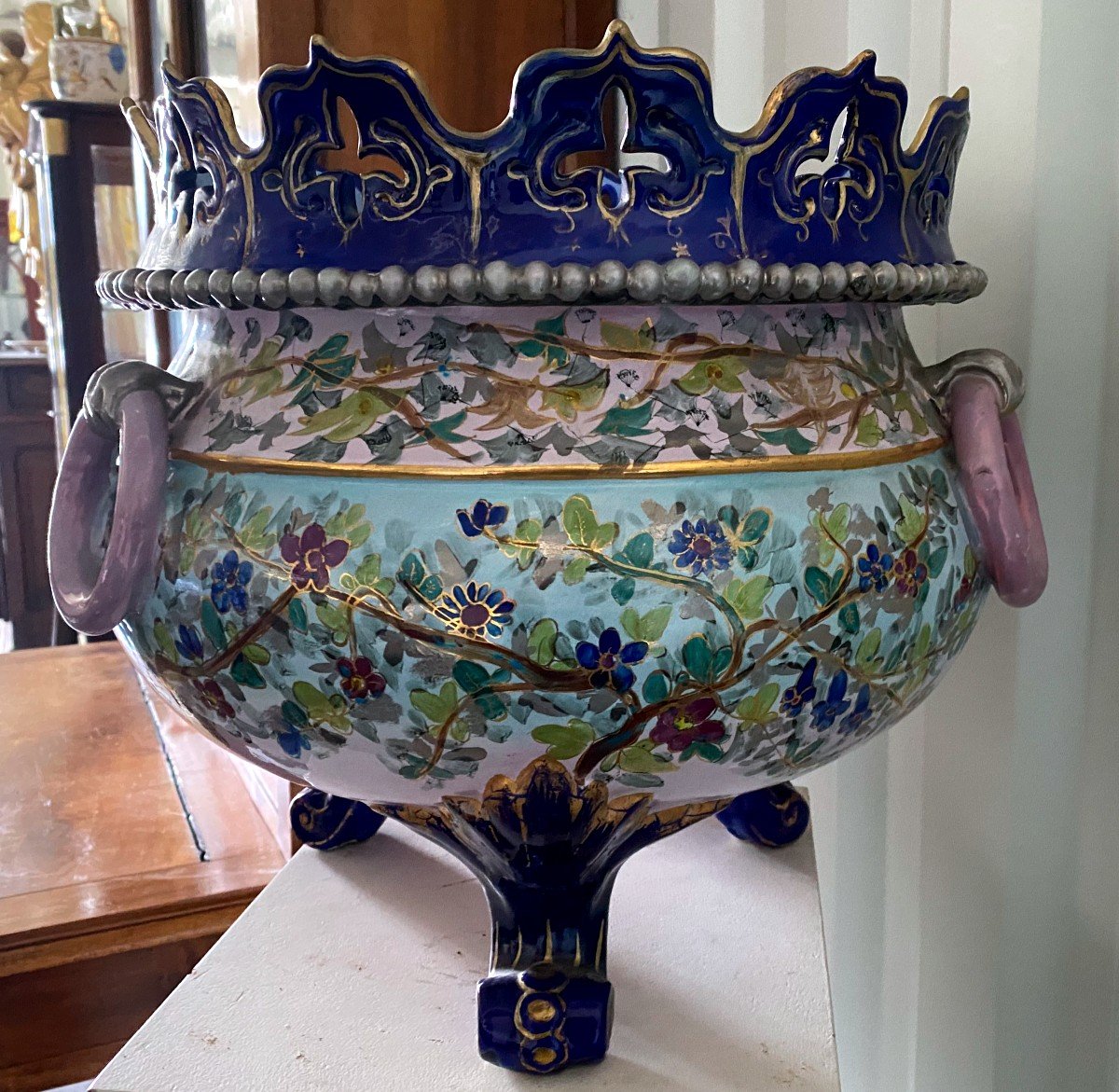 Cache Pot Planter In Angoulême Earthenware - 19th Century-photo-3