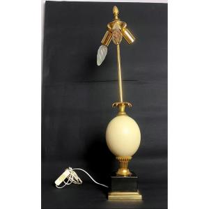 Ostrich Egg Lamp With 3 Lights In The Taste Of Maison Charles- XX Th