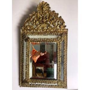 Napoleon III Repoussé Brass Mirror
