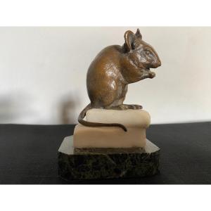 Charles Valton (1851-1918) Petite Souris En Bronze 