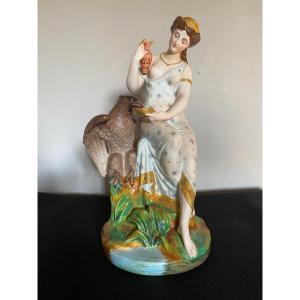 Large Biscuit The Lady With The Eagle Mid 19th Century 