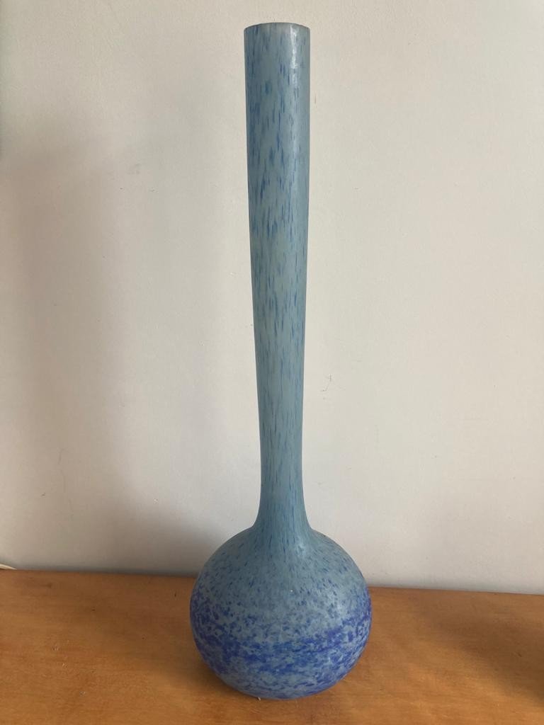 Large Art Deco Glass Paste Solifleur Vase-photo-3