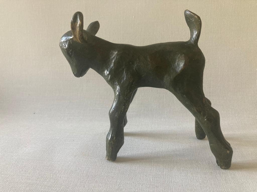 René Schorr Le Chevreau Animal Bronze-photo-2