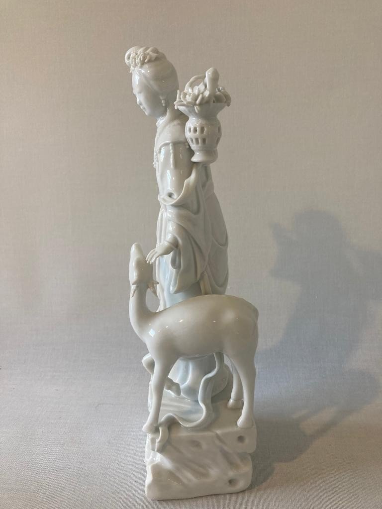 Statuette Blanc De Chine Asian Ceramic Porcelain-photo-2