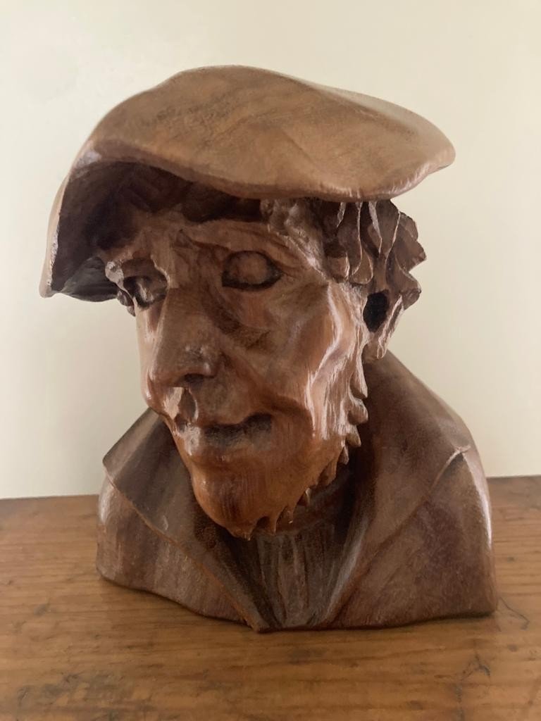 Buste Homme Breton Par Joseph Le Gall Dit Job Sculpture Bois-photo-2