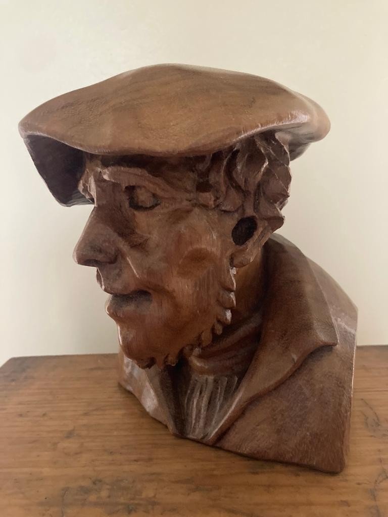 Buste Homme Breton Par Joseph Le Gall Dit Job Sculpture Bois-photo-4