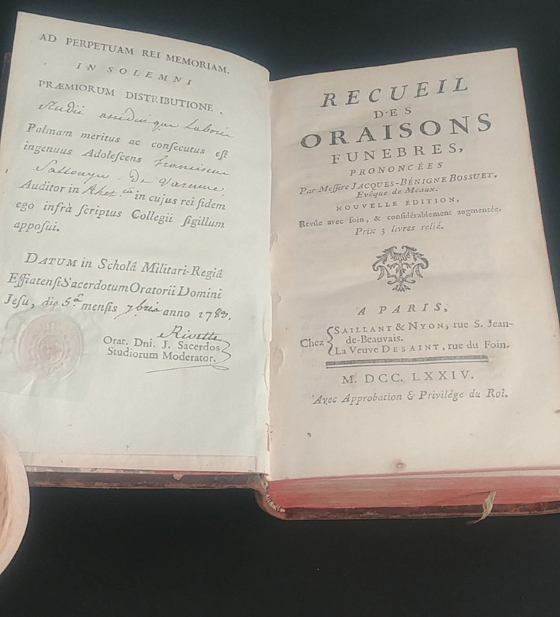 Bossuet Collection Of Funeral Orations 1774