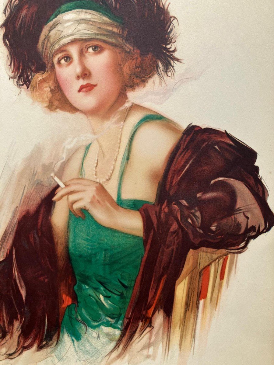 Art Deco Woman With Cigarette Fernand Toussaint-photo-4