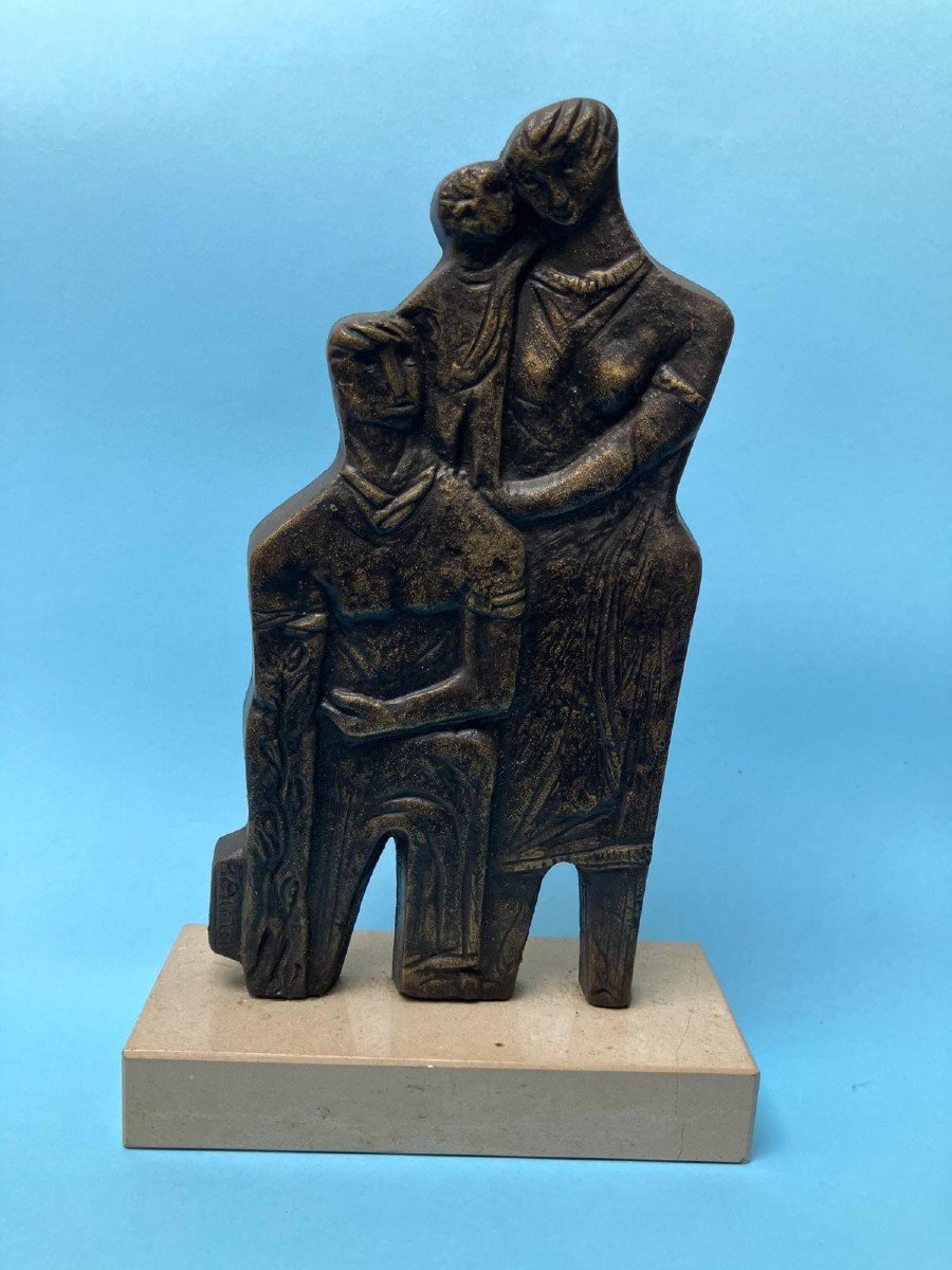 Bronze Couple Statue Modernist Sculpture