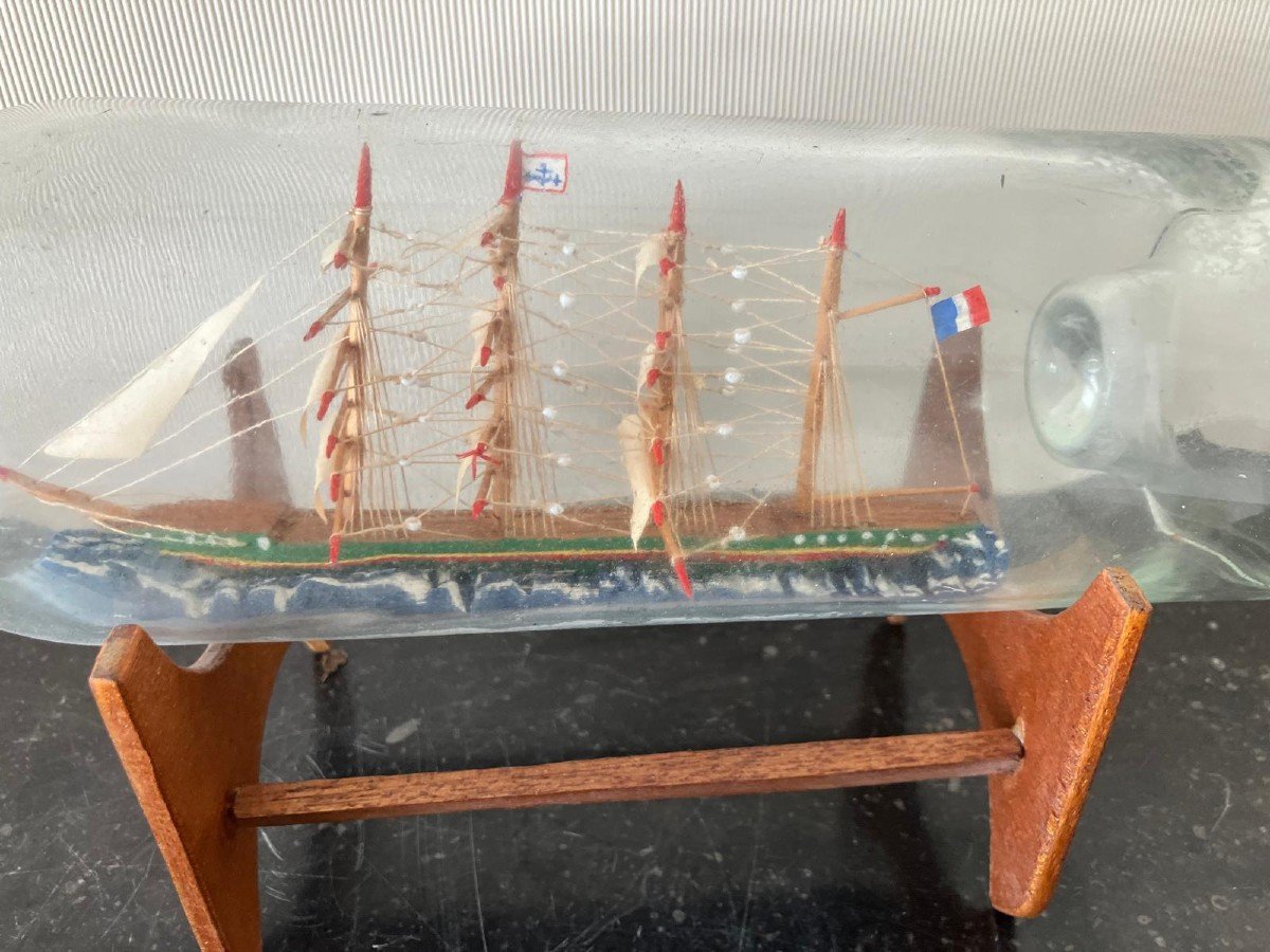 Ship In A Bottle Model Diorama Folk Art-photo-2