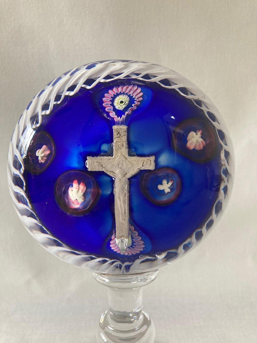 Sulphur Ball Paperweight On Cross Base-photo-3