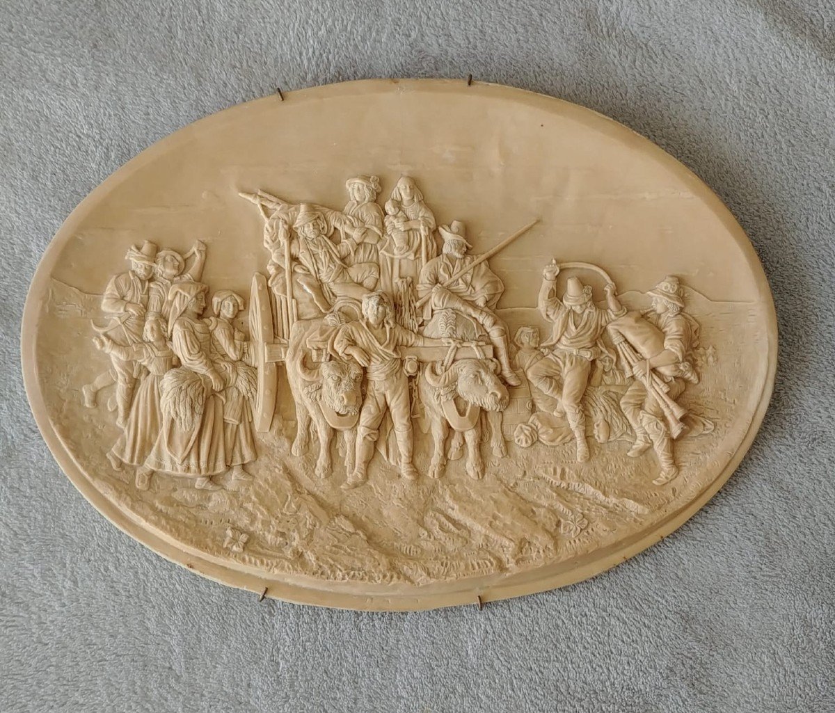 Paire De Tableaux Bas-reliefs En Calcaire Pétrifié Louis Léopold Robert-photo-3