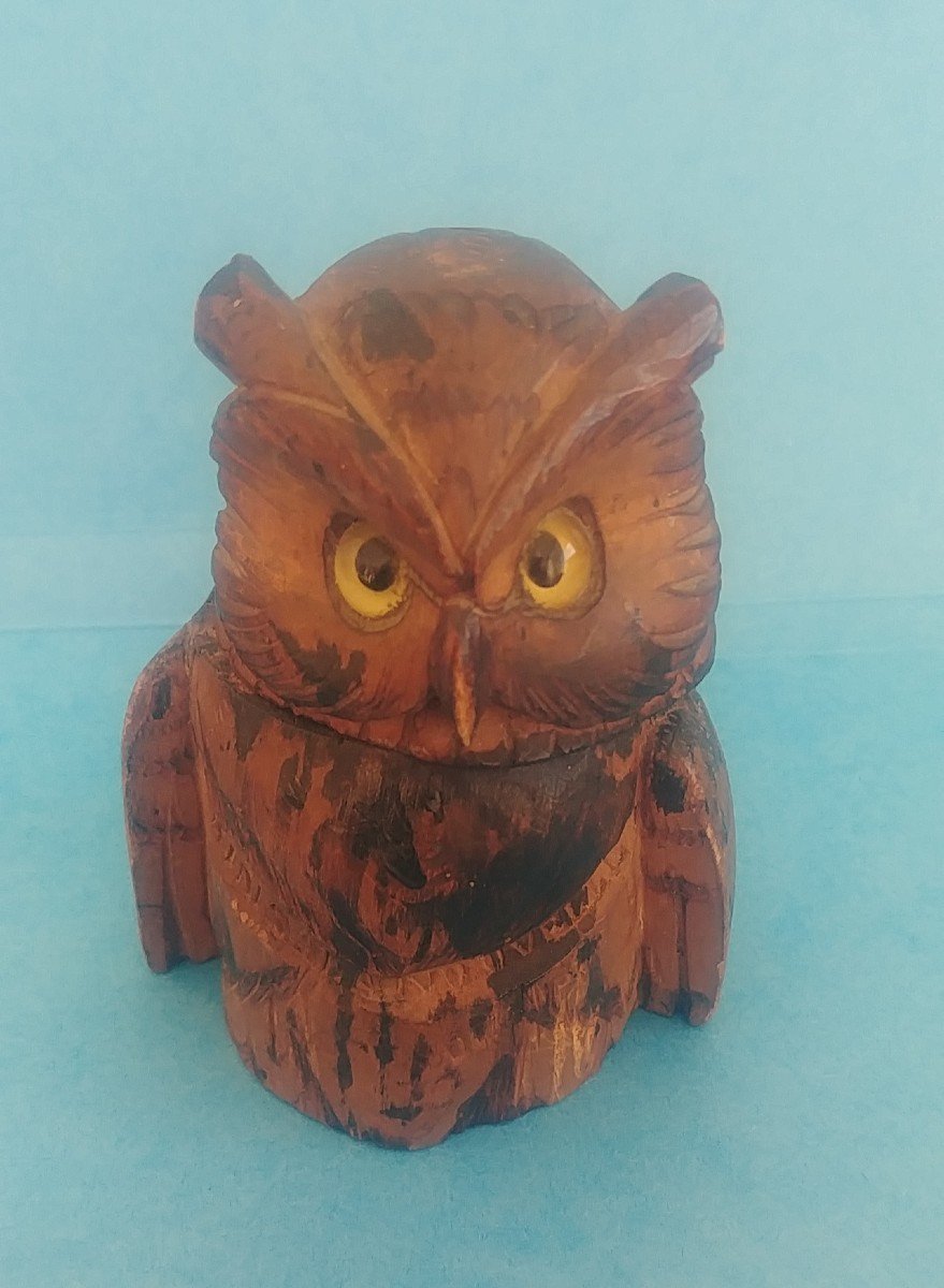 Whole Owl Black Forest Wood Carved Brienz Switzerland-photo-1